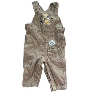 Baby Boy 3 To 6 Months Tan Classic Vintage Winnie the Pooh corduroy overalls Y2K